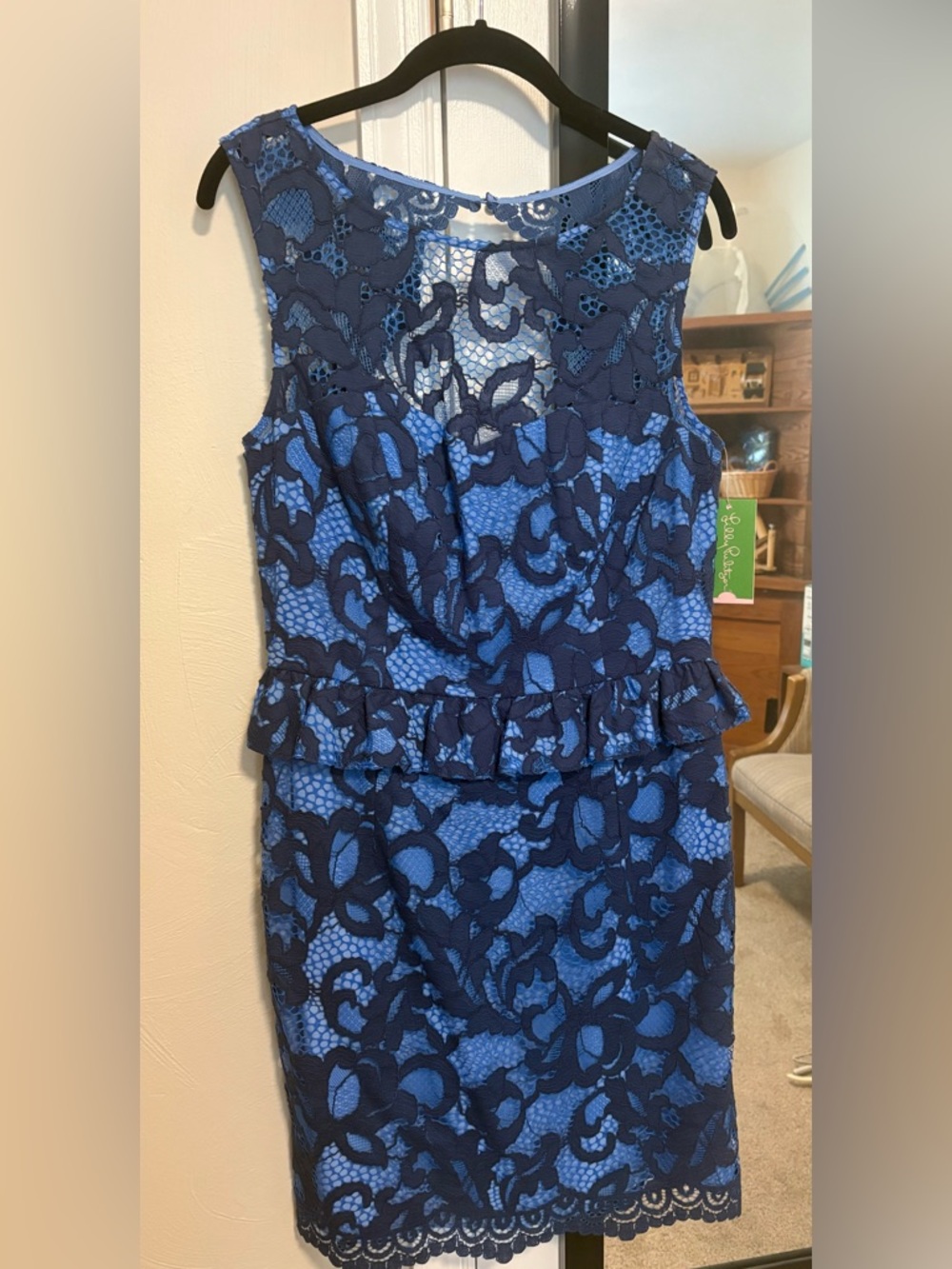 Lilly Pulitzer Blue & Navy Lace Peplum Kiri Dress NWT